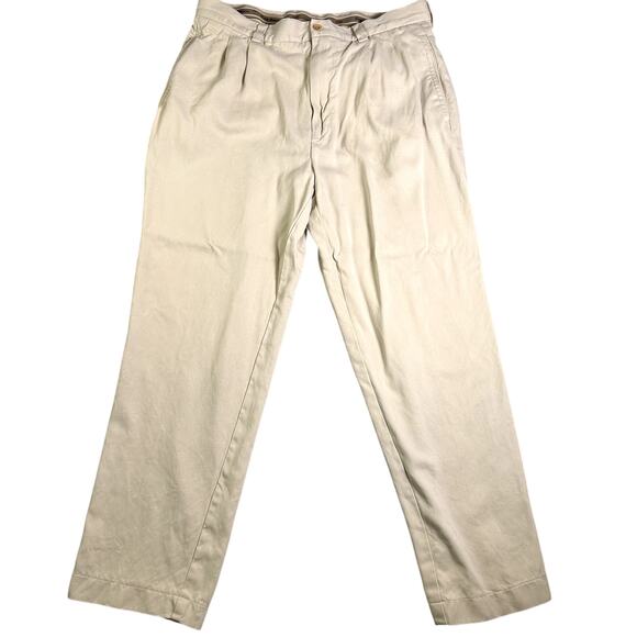 Tommy Bahama Pants Men's 35x32 Cream 100% Silk Relaxed Golf Slacks Grandpacore - Picture 1 of 10